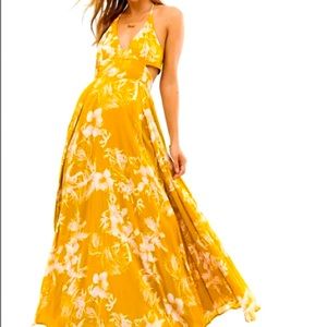 Free People Yellow Lillie Printed Maxi Dress